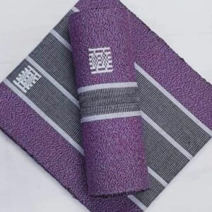 Pagne Tissé Traditionnel Couleur Violet et Gris